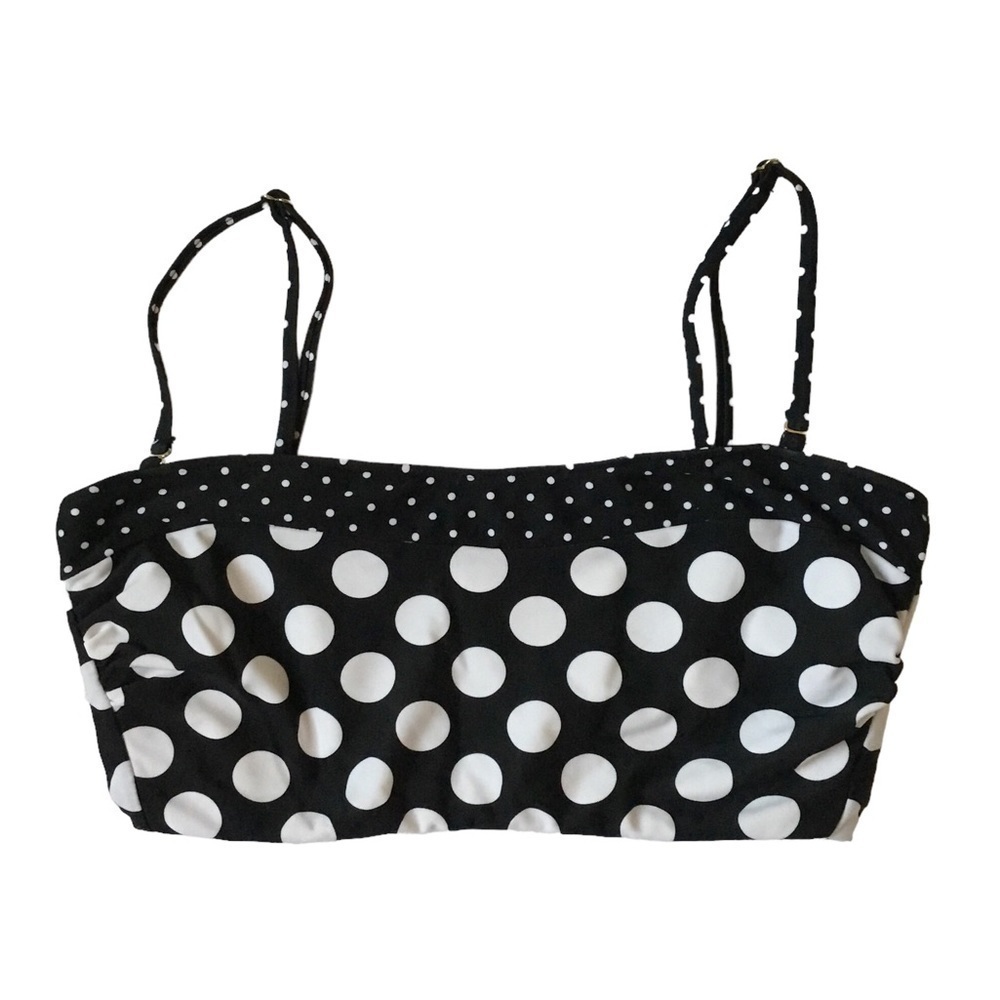 NEW - California Sunshine - Black & White Polka Dot Bandeau Bikini Top - Size M